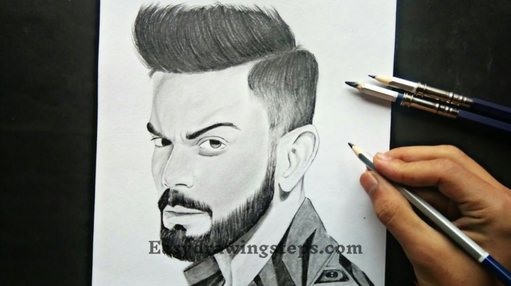 10 Easy Steps To Draw Virat Kohli Drawing Easy Drawing