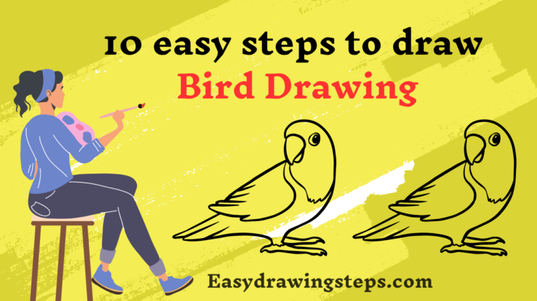 10 Easy Steps To Draw Bird Drawing - Easy Drawing