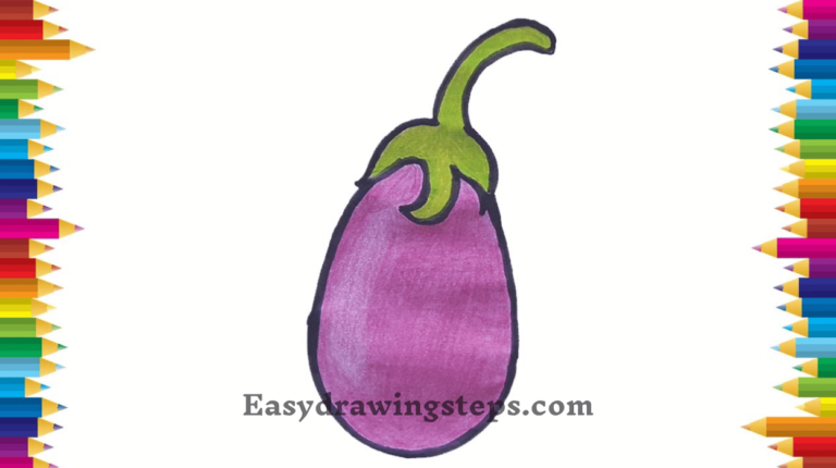10 easy steps to draw Brinjal Drawing - Easy Drawing