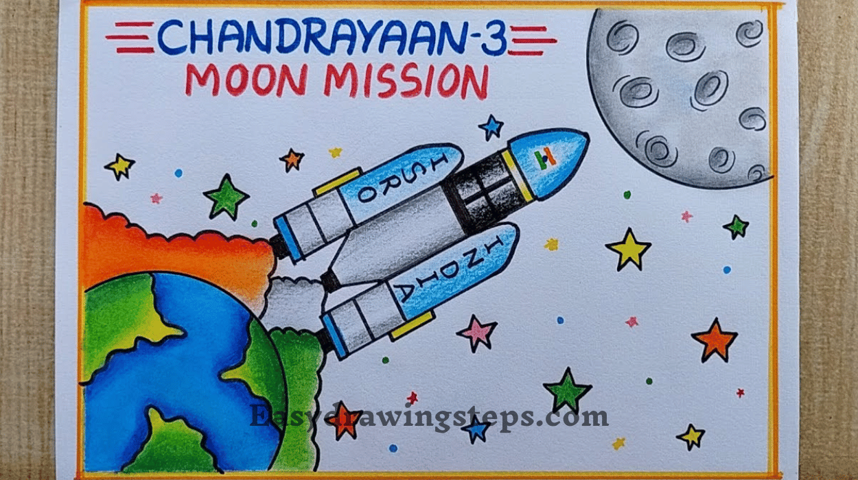 10 easy steps to draw Chandrayaan 3 Drawing - Easy Drawing