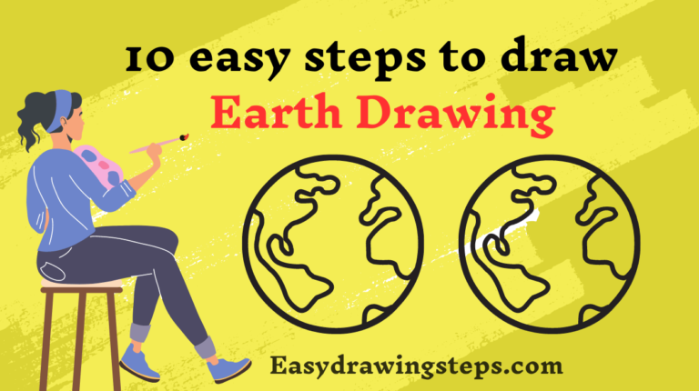 10 easy steps to draw Earth Drawing - Easy Drawing