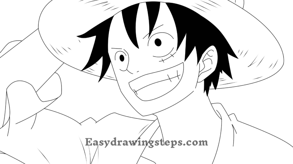 10 easy steps to draw Luffy Drawing - Easy Drawing