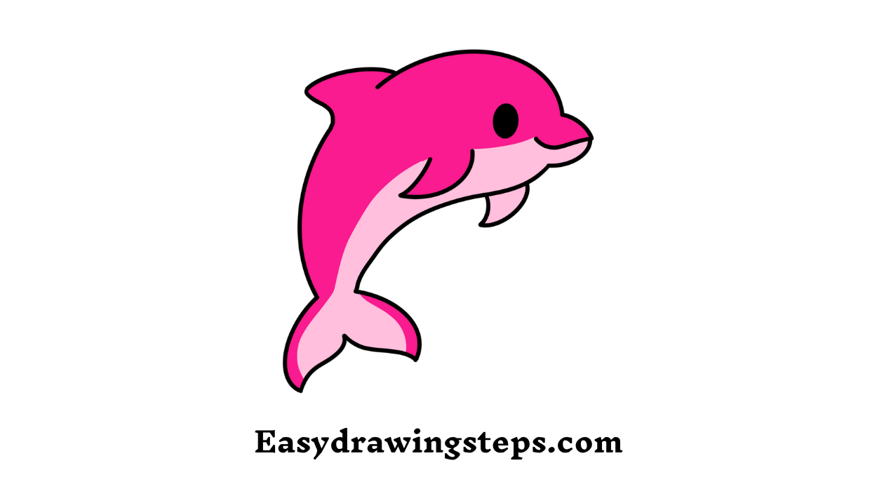 10 Easy Steps to Draw Pink Dolphin Drawing - Easy Drawing
