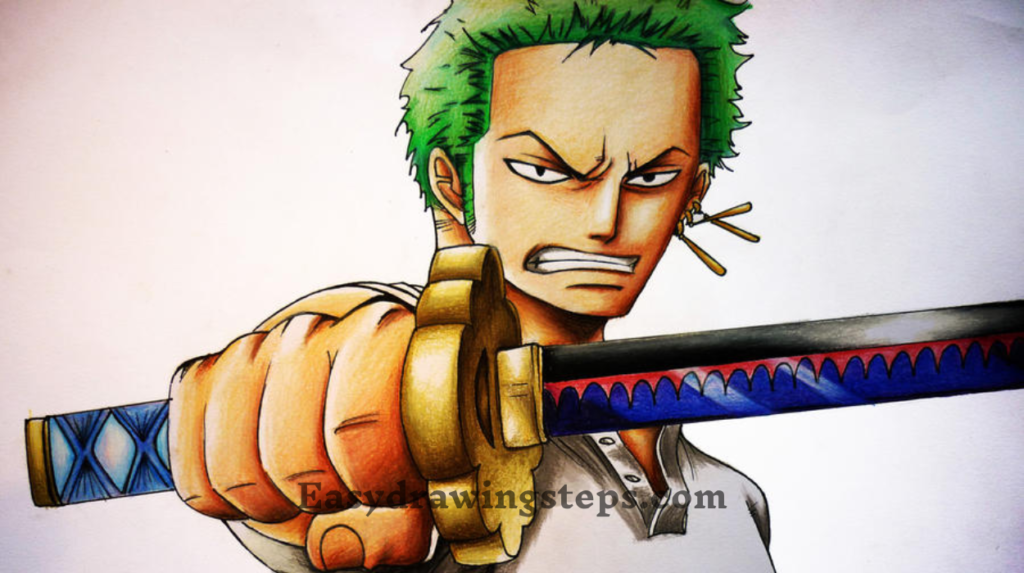 10 easy steps to draw Zoro Drawing - Easy Drawing