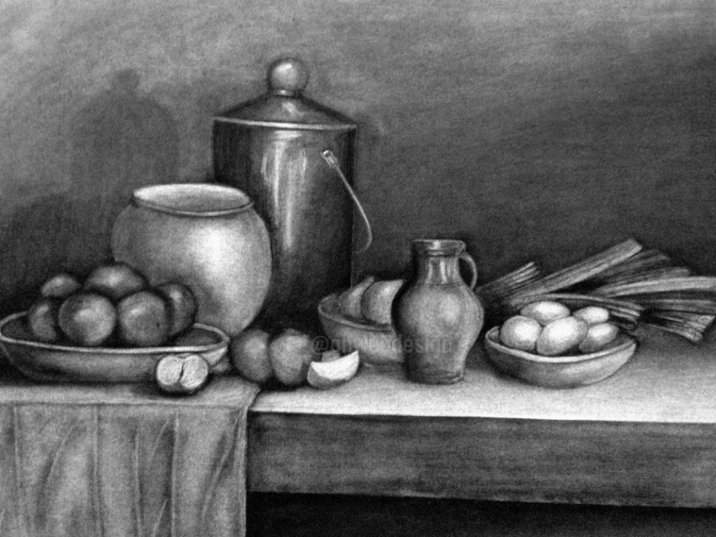 10 easy steps to draw Still Life Drawing - Easy Drawing