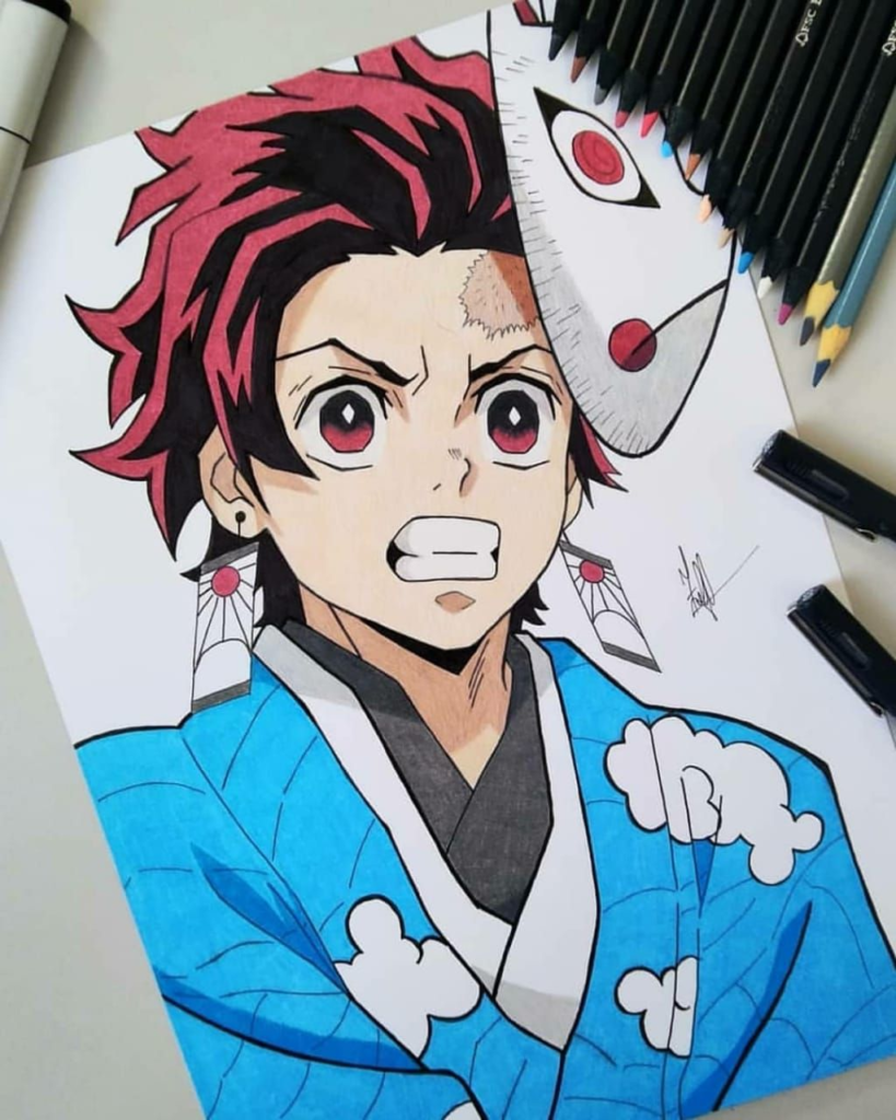 10 easy steps to draw Tanjiro Drawing - Easy Drawing