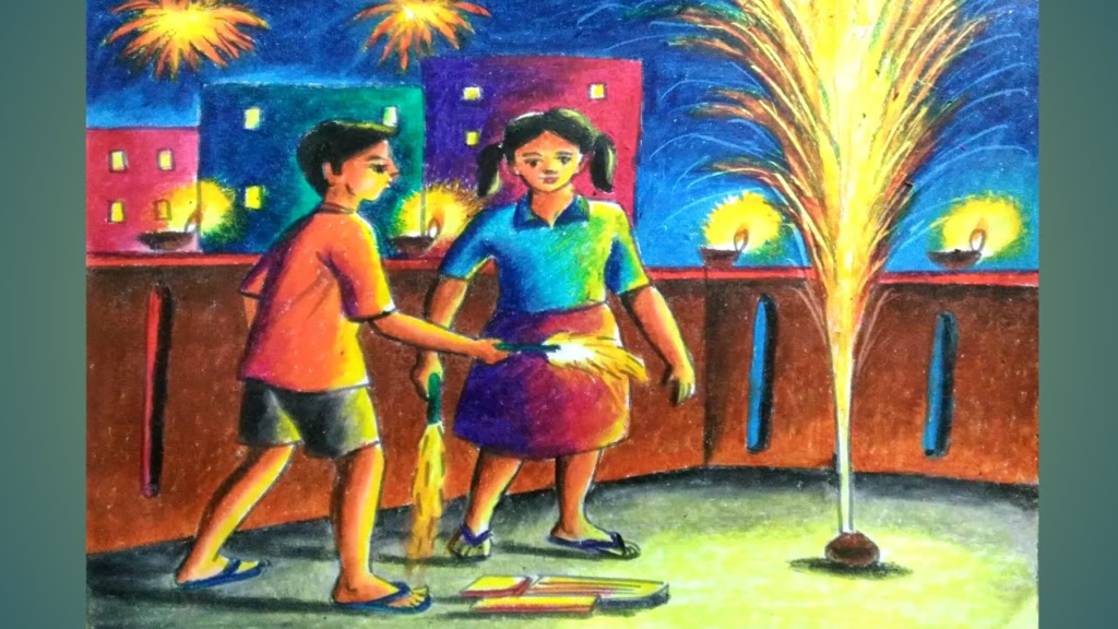 10 easy steps to draw Diwali Drawing - Easy Drawing