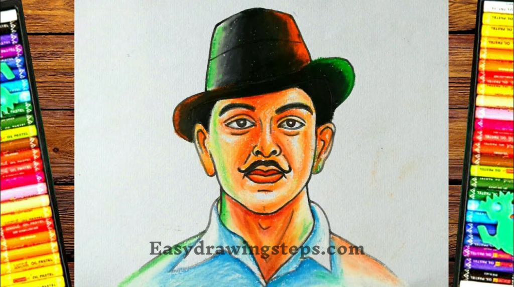 10 easy steps to draw Bhagat Singh Drawing - Easy Drawing