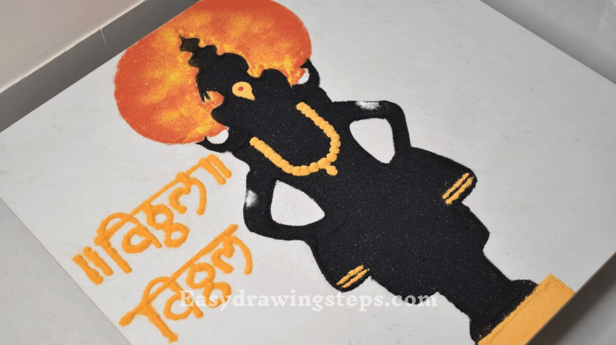 10 easy steps to draw Vitthal Rangoli Design - Easy Drawing