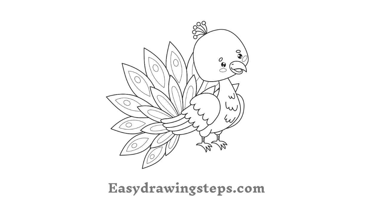 10 Easy Steps to Draw Peacock Drawing For Kids - Easy Drawing