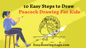 10 Easy Steps to Draw Peacock Drawing For Kids - Easy Drawing