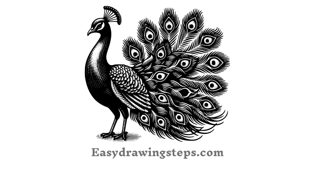 Easy Peacock Drawing With Colour