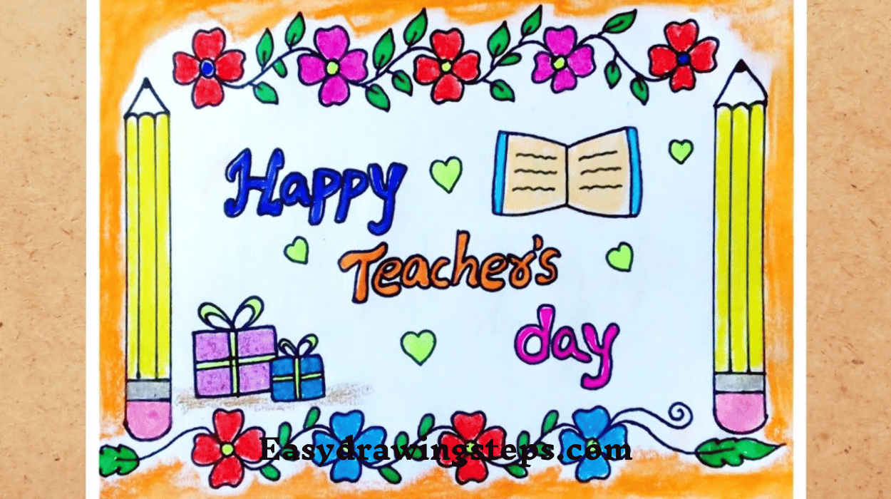 10 Easy Steps to Draw Happy Teachers Day Drawing - Easy Drawing