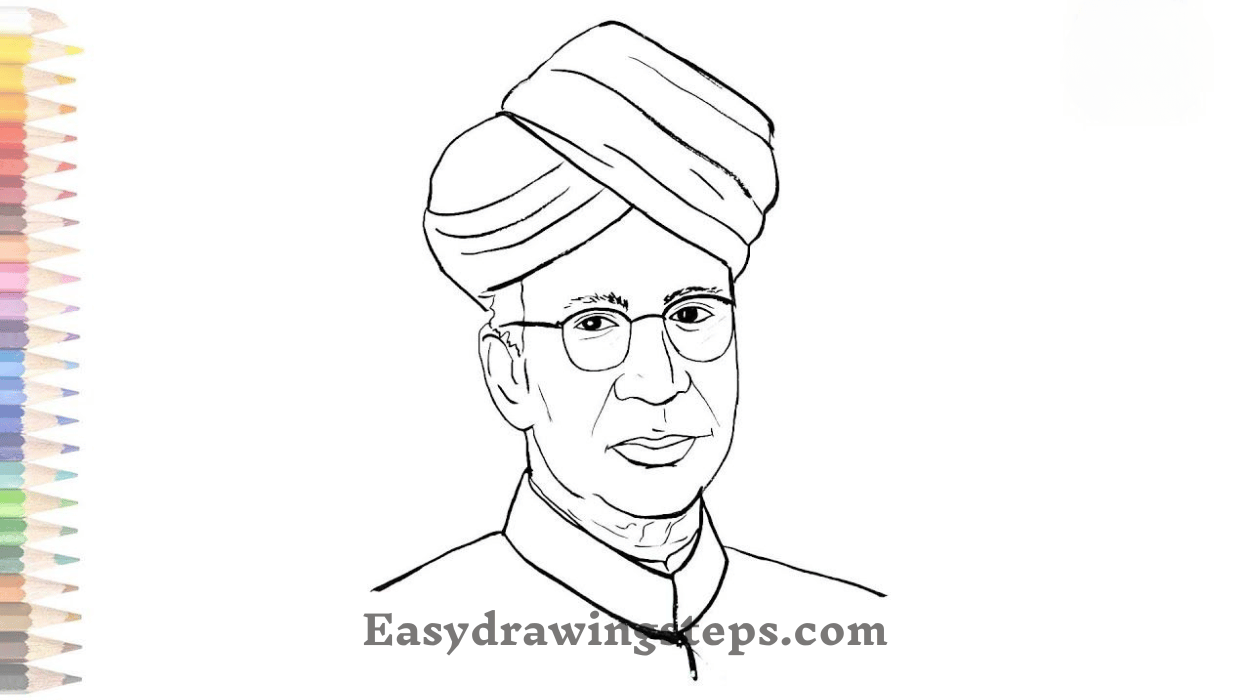 10 Easy Steps to Draw Sarvepalli Radhakrishnan Drawing - Easy Drawing