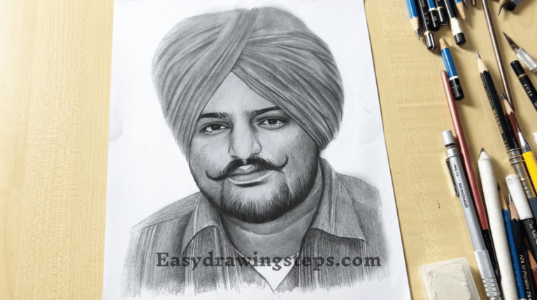 10 Easy Steps to Draw Sidhu Moose Wala Drawing - Easy Drawing