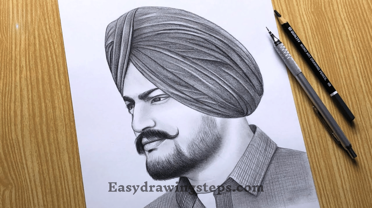 10 Easy Steps to Draw Sidhu Moose Wala Drawing - Easy Drawing