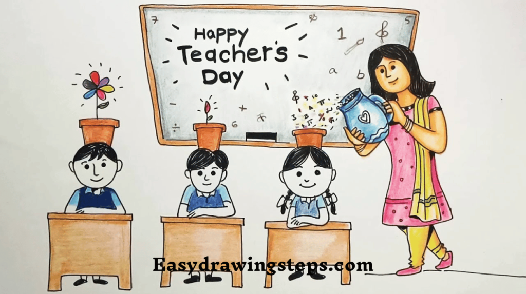 Teachers Day Drawing For Kids